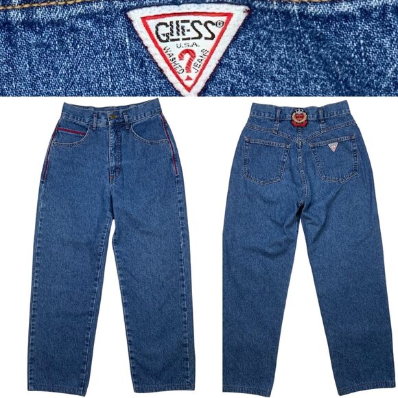 Guess Vintage Jean 29 Blue High Rise Tapered Retro Denim - Picture 12 of 12